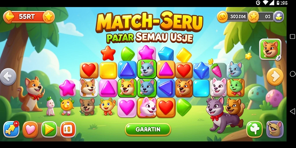 Screenshot gameplay 55RT yang menampilkan aksi mencocokkan yang seru.