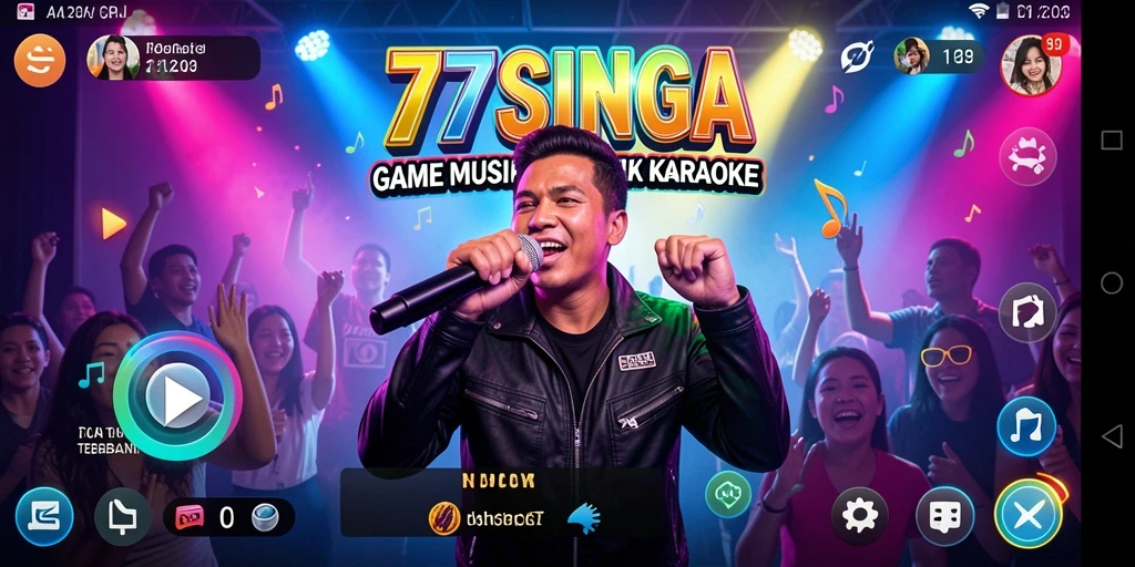 Screenshot gameplay <strong>77SINGA</strong> menampilkan antarmuka bernyanyi yang interaktif.