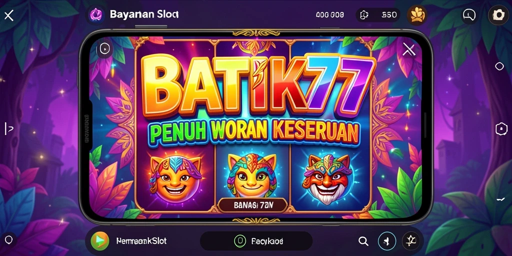 Screenshot gameplay BATIK77 dengan simbol batik yang menampilkan keseruan Slot.