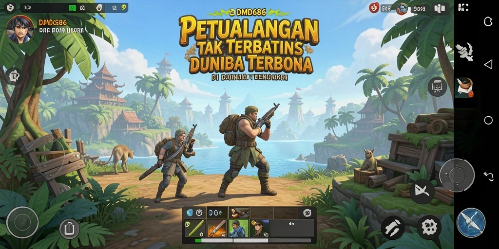 Tampilan gameplay DMD686 yang penuh aksi di dunia terbuka.