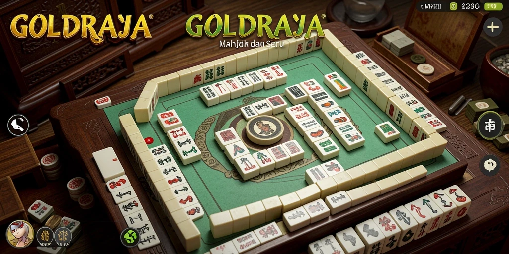 Screenshot gameplay Mahjong di GOLDRAJA dengan ubin menarik.