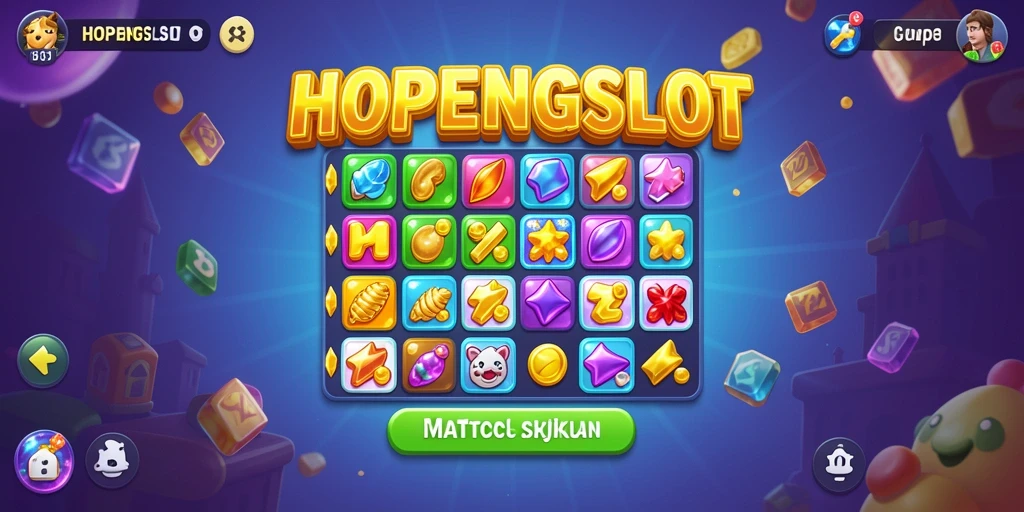 Screenshot HOPENGSLOT menampilkan gameplay match-3 yang seru.