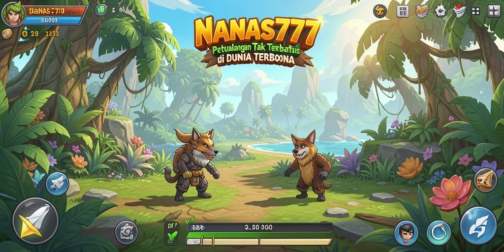 Tangkapan layar menunjukkan pemain menjelajahi alam terbuka di NANAS777.