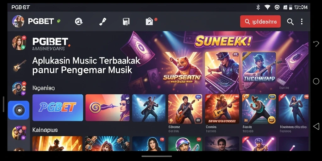 Tampilan antarmuka PGBET saat pemutaran lagu musik.
