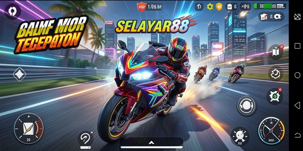 Gameplay menegangkan di lintasan balap motor luar biasa.