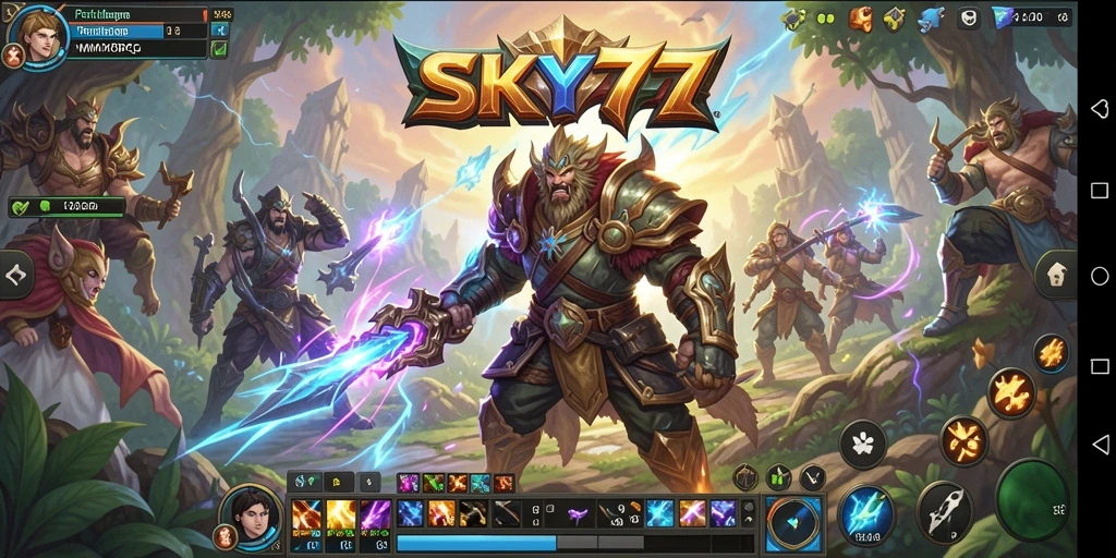 Screenshot gameplay SKY77 yang menampilkan pertempuran epik di dunia MMORPG.