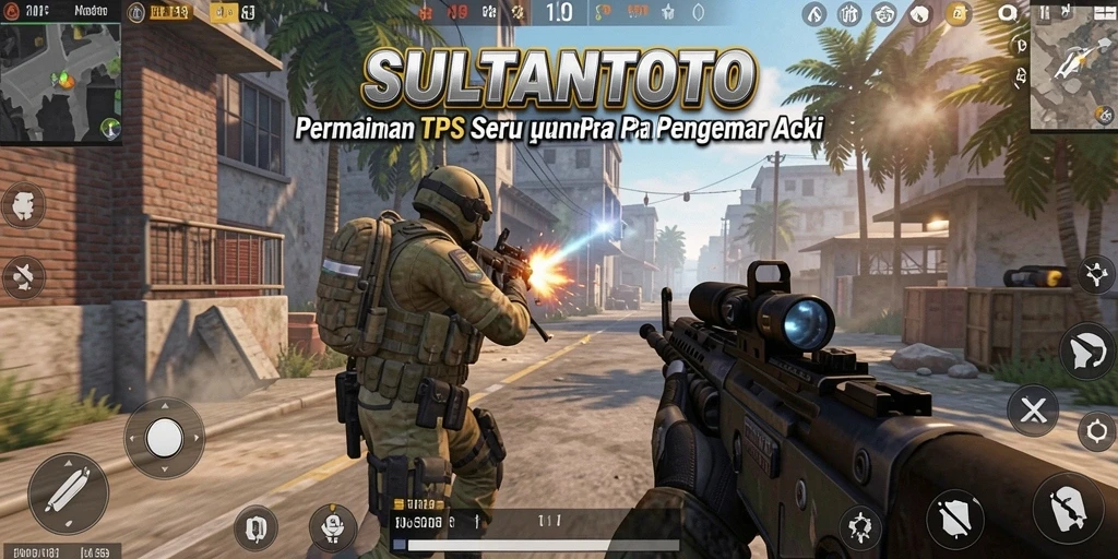 Screenshot gameplay SULTANTOTO menampilkan aksi tembak-menembak yang intens.