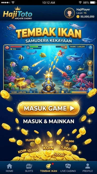 Cuplikan layar utama aplikasi hajitoto.